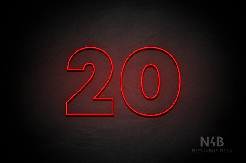 Number "20" (Roletta font) - LED neon sign