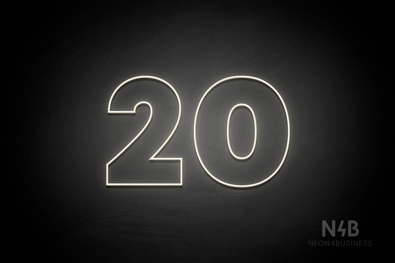 Number "20" (Roletta font) - LED neon sign