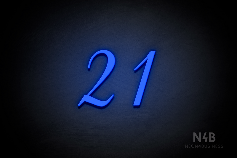 Number "21" (HighLights font) - LED neon sign