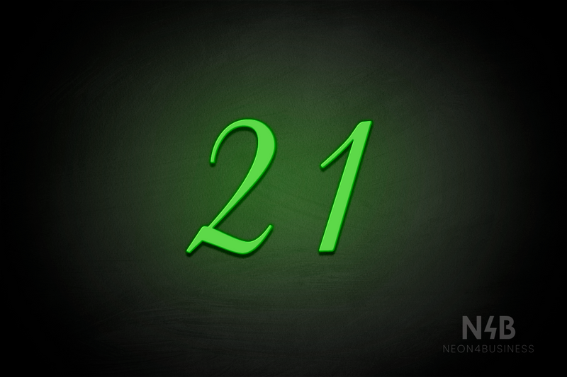 Number "21" (HighLights font) - LED neon sign