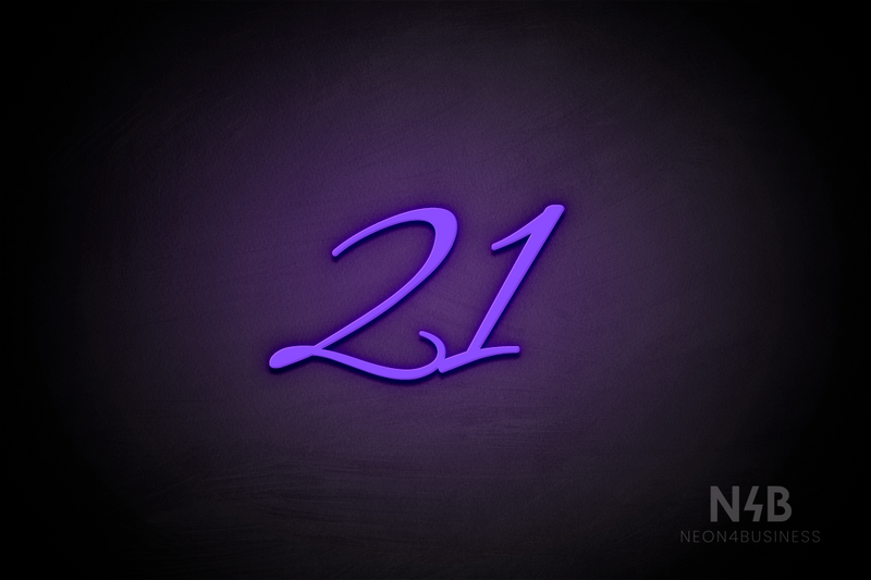 Number "21" (Evermore font) - LED neon sign