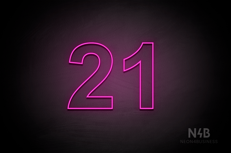 Number "21" (Arial font) - LED neon sign