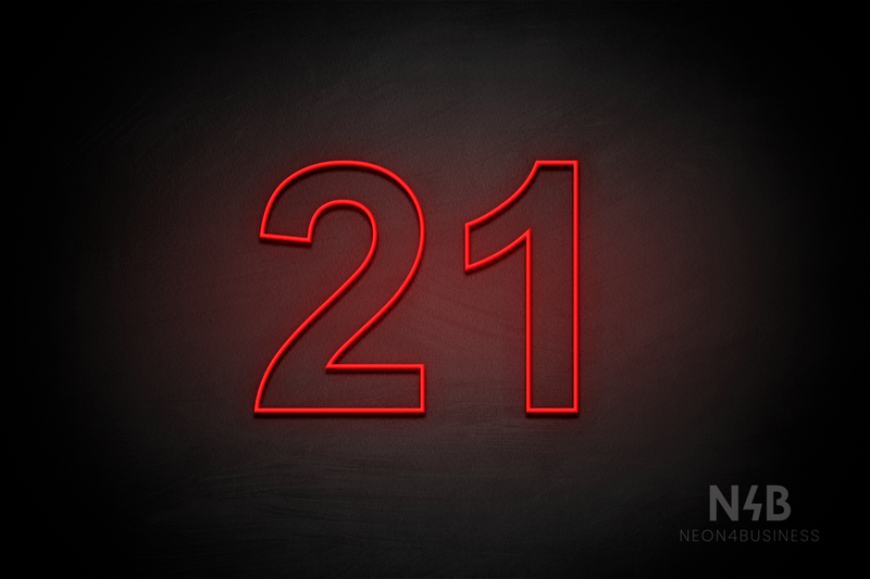 Number "21" (Arial font) - LED neon sign