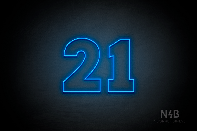 Number "21" (Roletta font) - LED neon sign