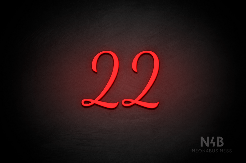 Number "22" (Dandelions font) - LED neon sign