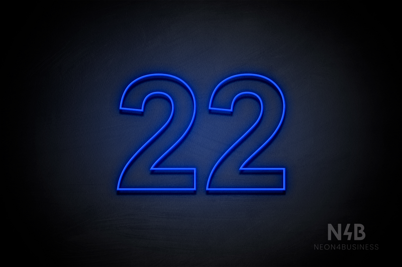 Number "22" (Arial font) - LED neon sign