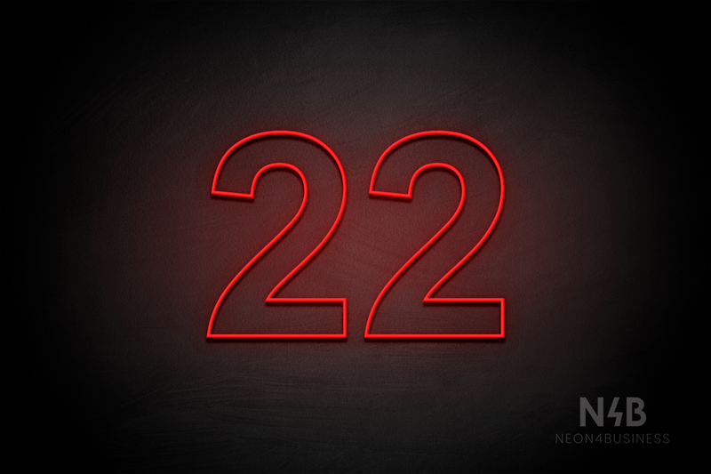 Number "22" (Arial font) - LED neon sign