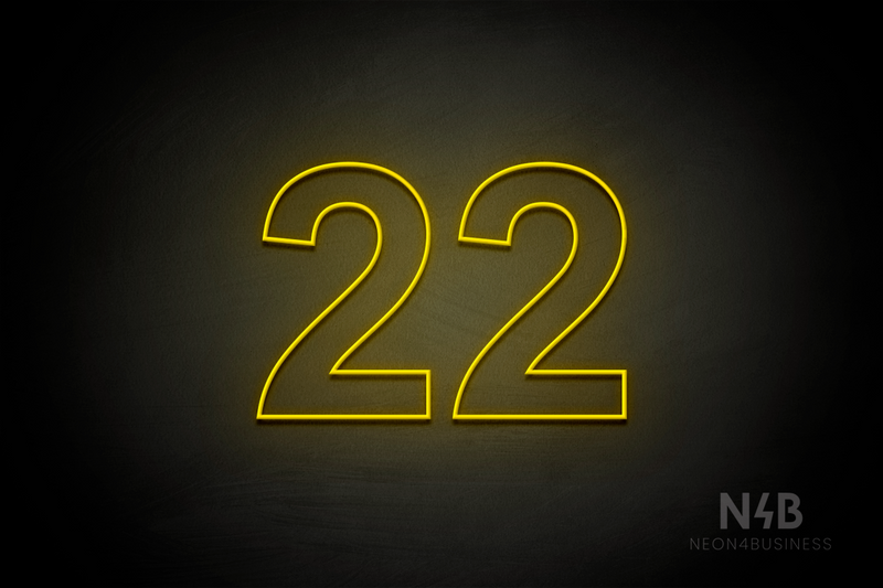 Number "22" (Arial font) - LED neon sign