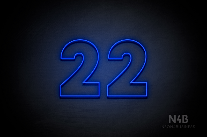 Number "22" (Roletta font) - LED neon sign