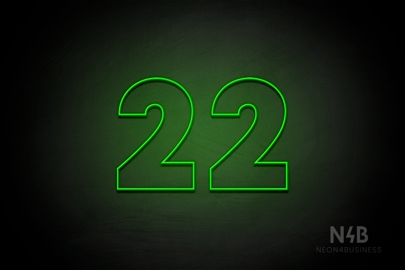 Number "22" (Roletta font) - LED neon sign