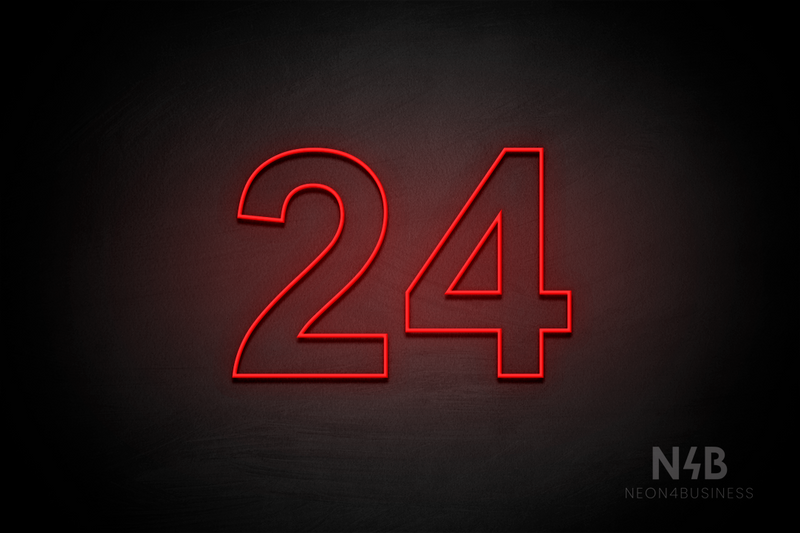 Number "24" (Arial font) - LED neon sign