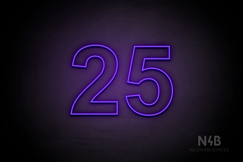 Number "25" (Arial font) - LED neon sign