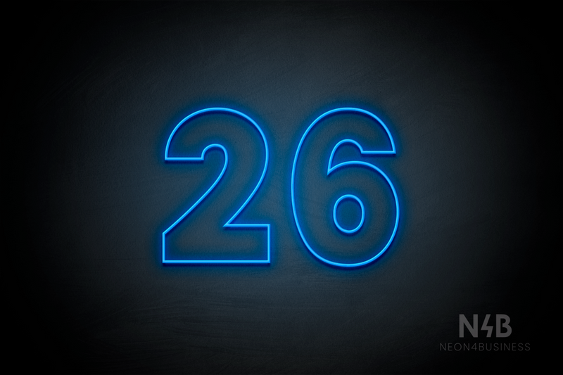 Number "26" (Roletta font) - LED neon sign