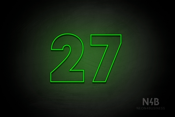 Number "27" (Roletta font) - LED neon sign