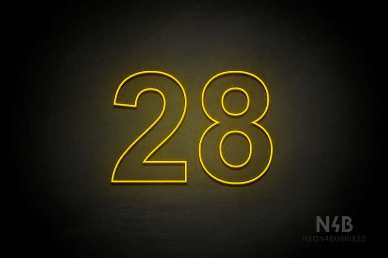 Number "28" (Arial font) - LED neon sign