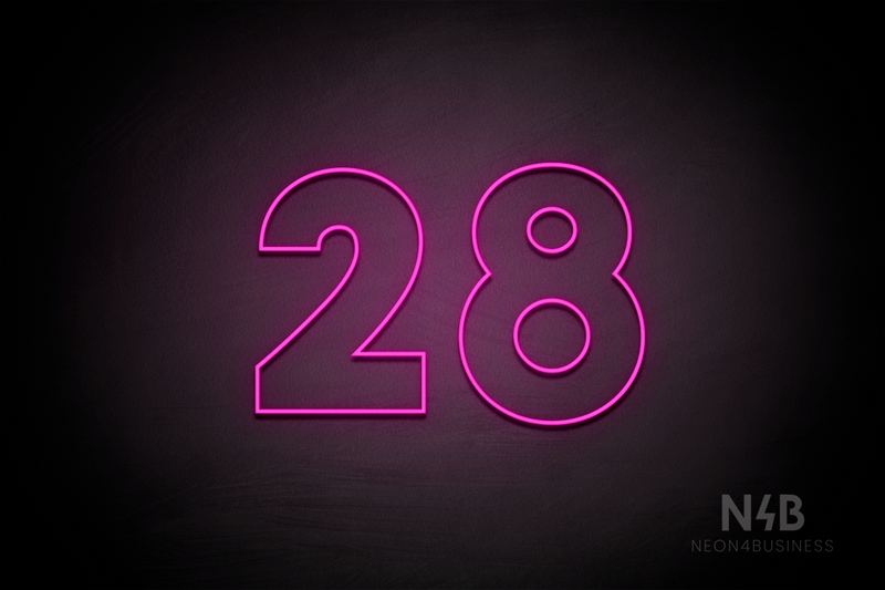 Number "28" (Roletta font) - LED neon sign