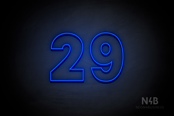 Number "29" (Roletta font) - LED neon sign
