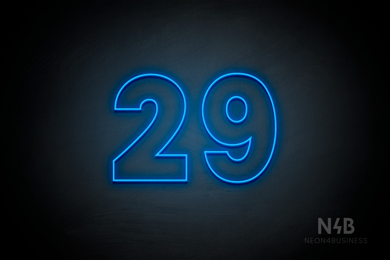 Number "29" (Roletta font) - LED neon sign