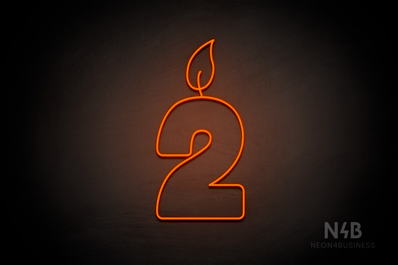 Number "2" (candle shape, custom font) - LED neon sign