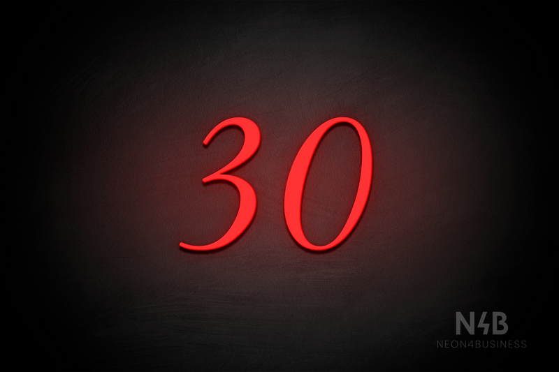 Number "30" (HighLights font) - LED neon sign