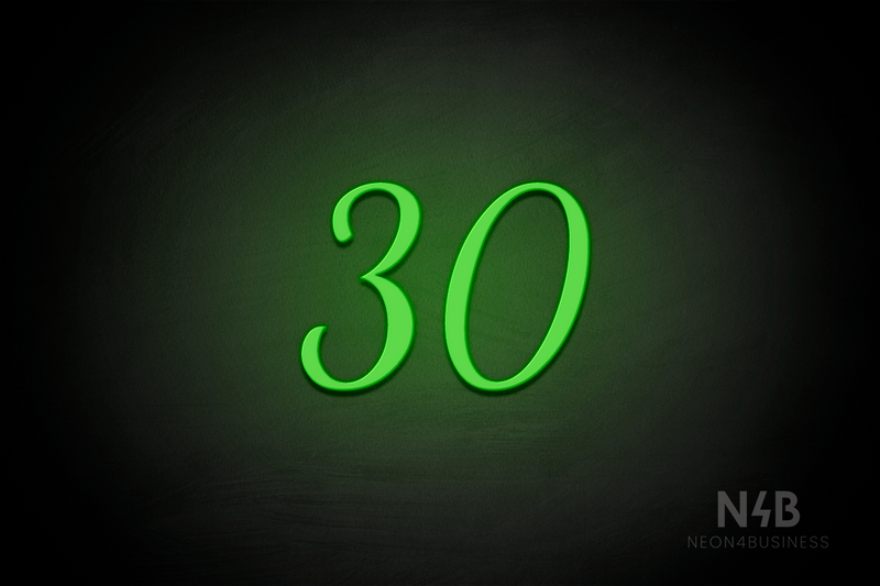 Number "30" (Dandelions font) - LED neon sign