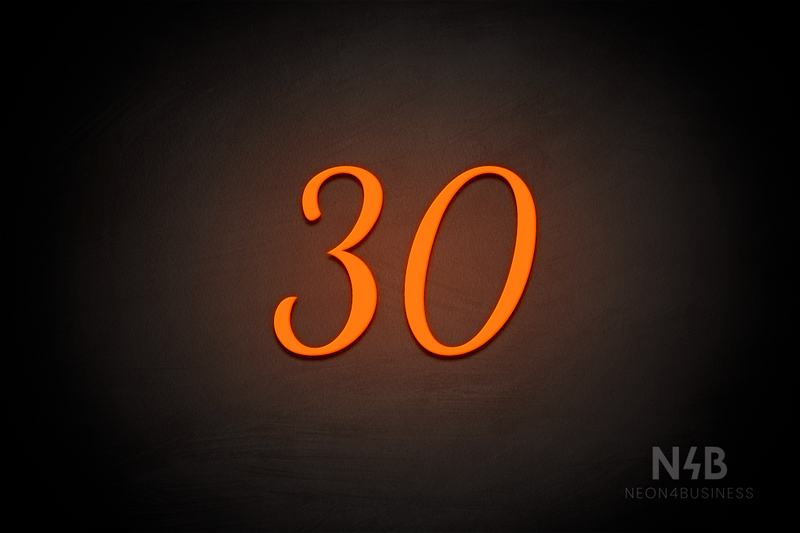 Number "30" (Dandelions font) - LED neon sign