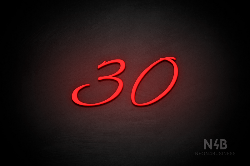 Number "30" (Evermore font) - LED neon sign
