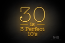"30 is 3 Perfect 10's" (Morning font) - LED neon sign