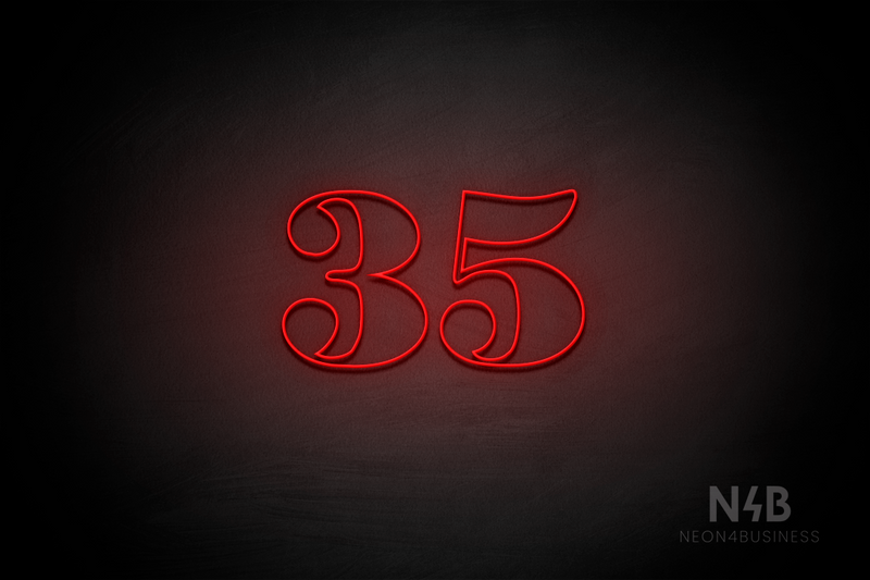 Number "35" (Bodoni Libre font) - LED neon sign