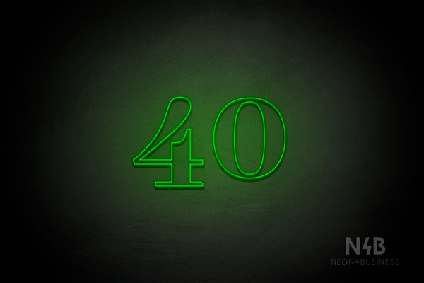 Number "40" (World font) - LED neon sign