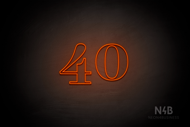 Number "40" (World font) - LED neon sign