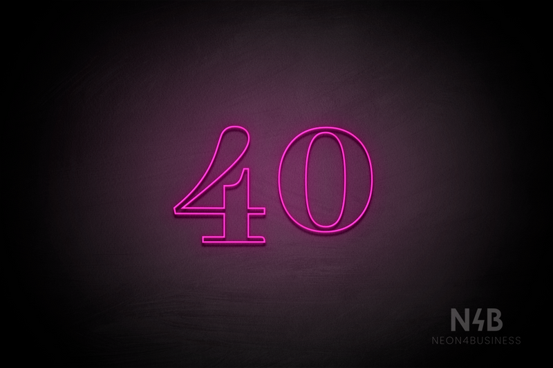 Number "40" (World font) - LED neon sign