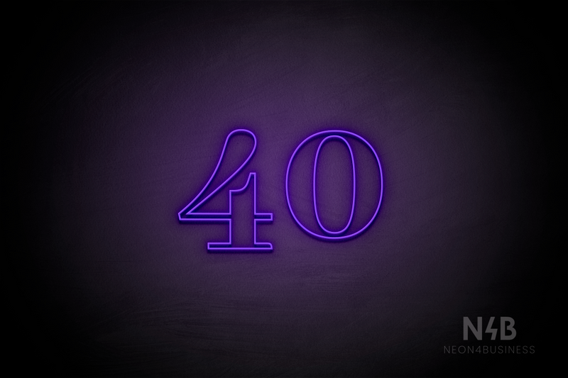 Number "40" (World font) - LED neon sign