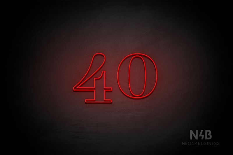 Number "40" (World font) - LED neon sign