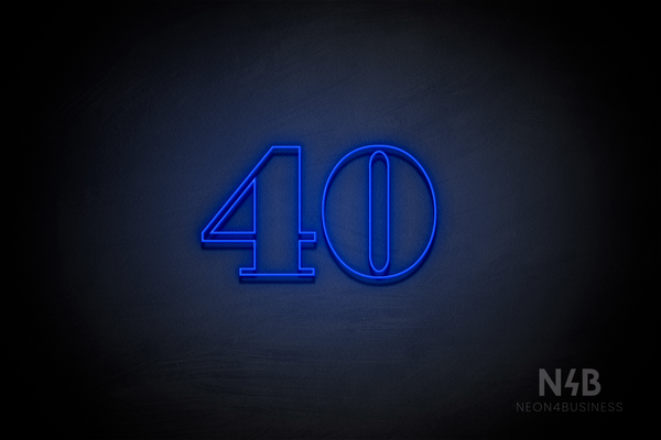 Number "40" (Bodoni Libre font) - LED neon sign