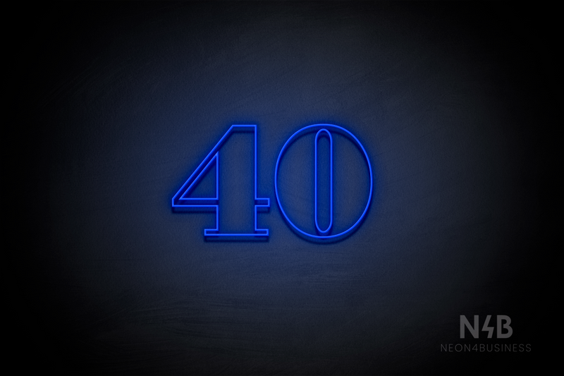 Number "40" (Bodoni Libre font) - LED neon sign