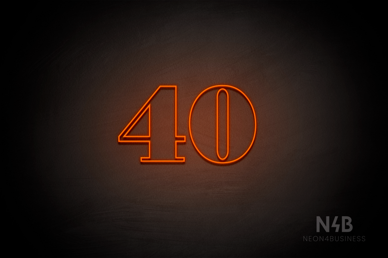 Number "40" (Bodoni Libre font) - LED neon sign