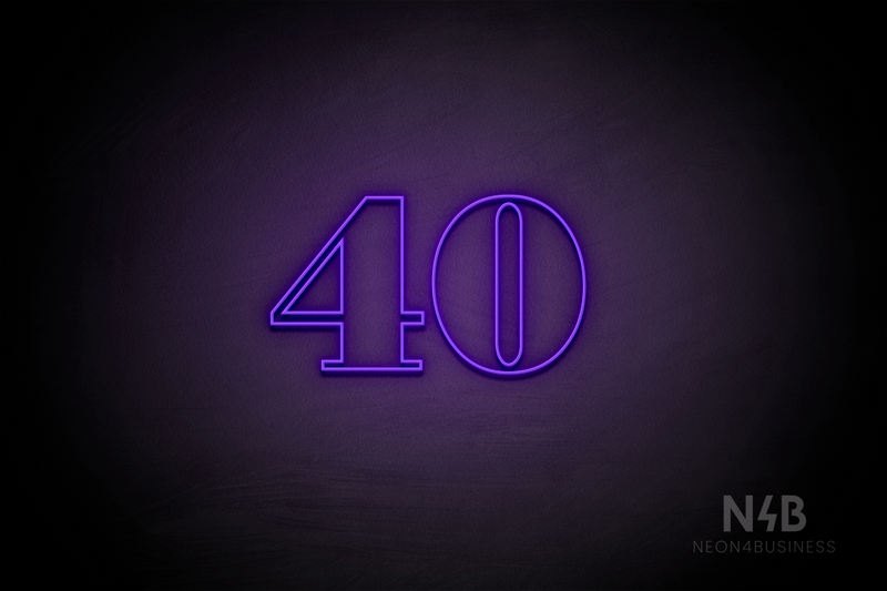 Number "40" (Bodoni Libre font) - LED neon sign