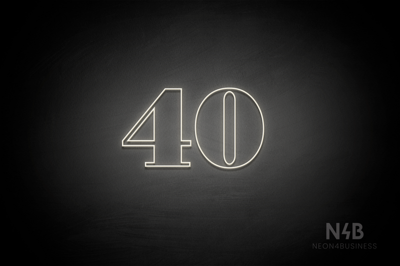 Number "40" (Bodoni Libre font) - LED neon sign