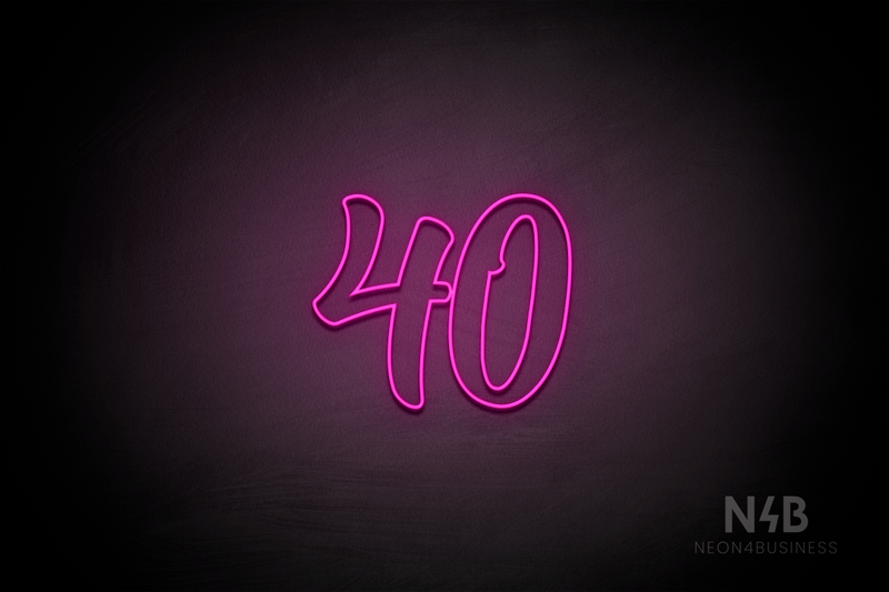 Number "40" (Charming font) - LED neon sign