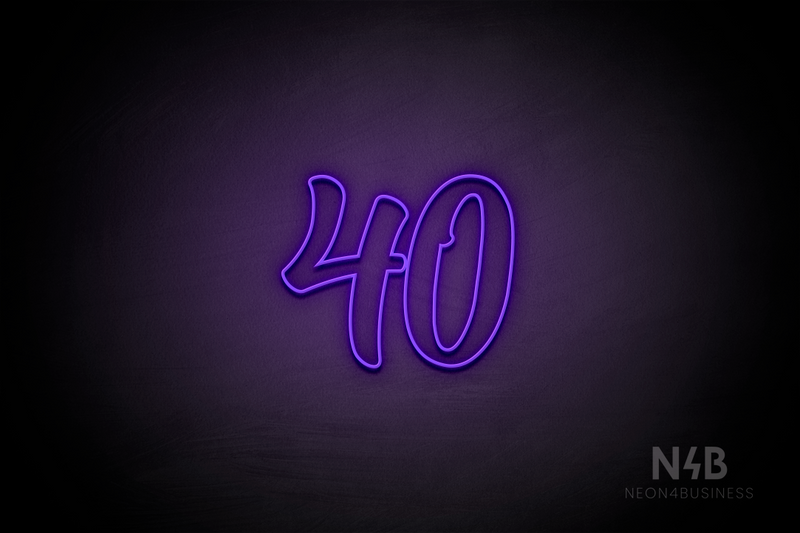 Number "40" (Charming font) - LED neon sign