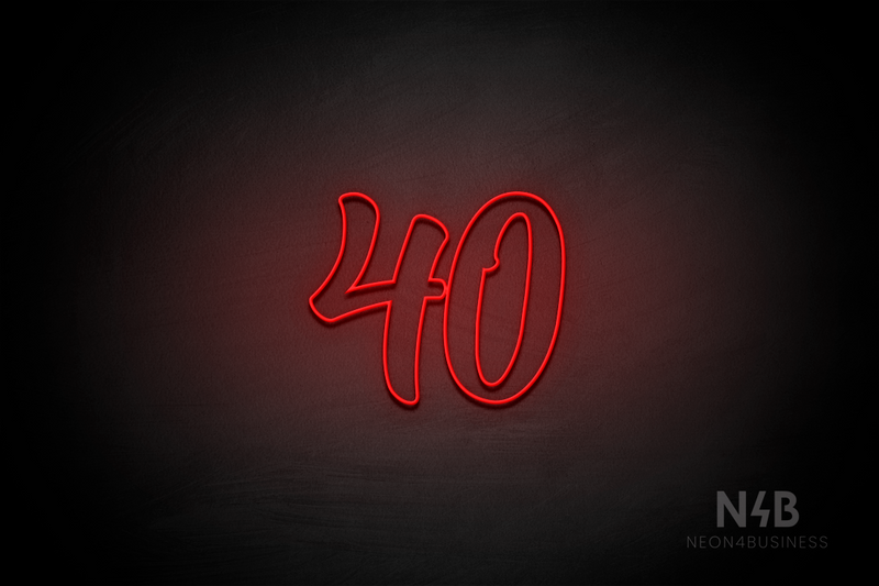 Number "40" (Charming font) - LED neon sign