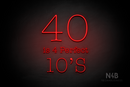 "40 is 4 Perfect 10's" (Morning font, V2) - LED neon sign