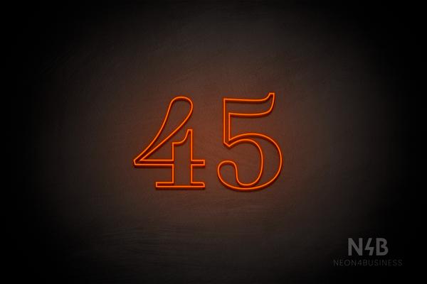 Number "45" (World font) - LED neon sign