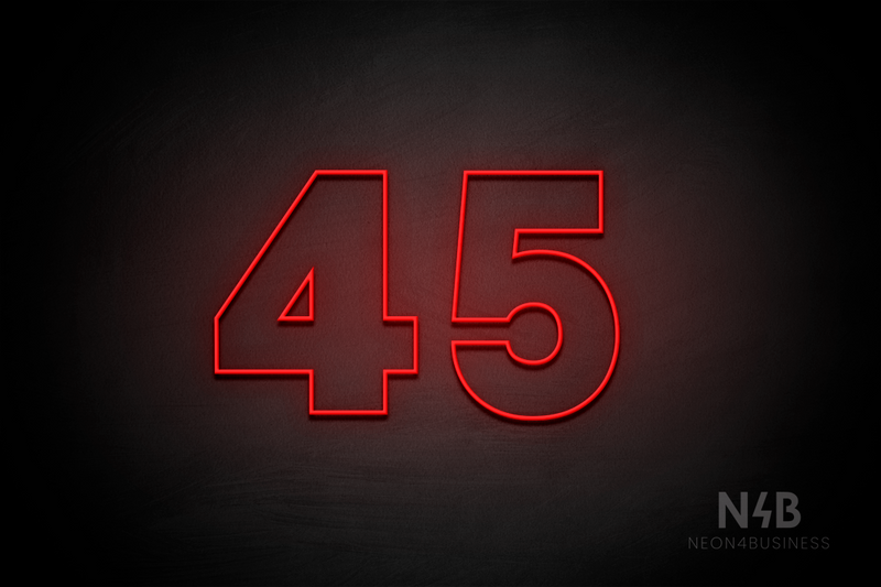 Number "45" (Roletta Font) - LED neon sign