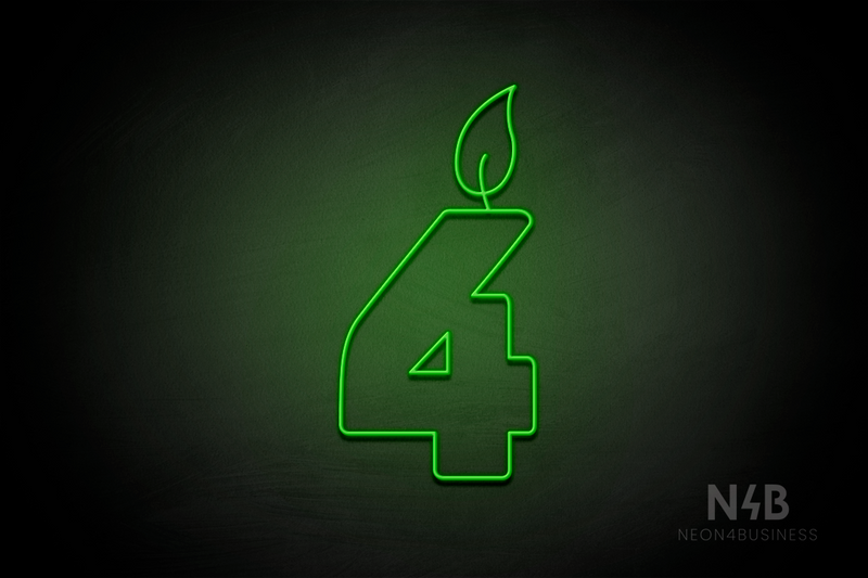 Number "4" (candle shape, custom font) - LED neon sign