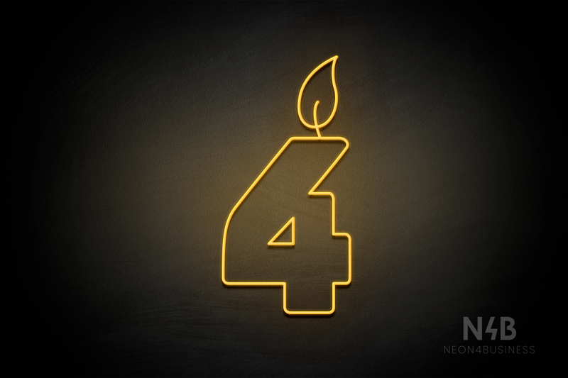 Number "4" (candle shape, custom font) - LED neon sign