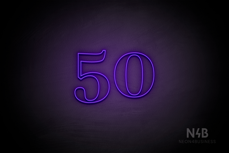 Number "50" (World font) - LED neon sign