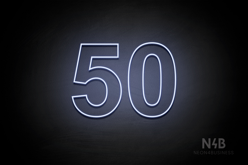 Number "50" (Arial font) - LED neon sign