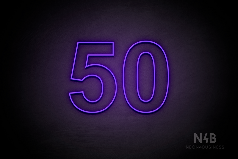 Number "50" (Arial font) - LED neon sign